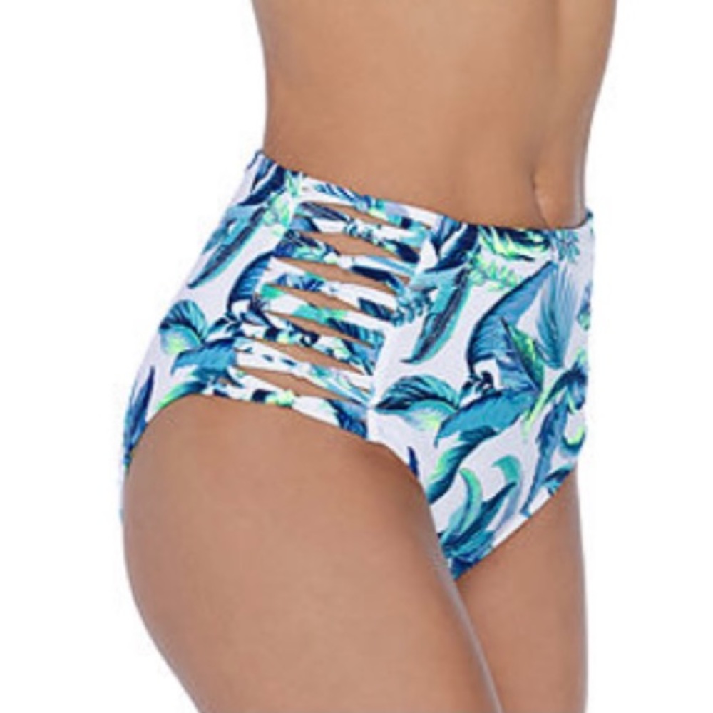 Ambrielle Tropical Floral High Waist Bikini Bottom